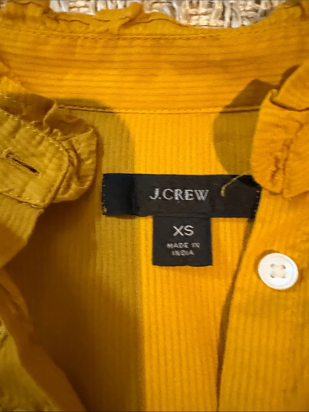 J Crew Women’s Mustard Yellow Eyelet Blouse - Lightweight Long Sleeve